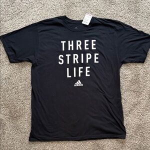 NWT Adidas Black 'Three Stripe Life' Men's T-Shirt. XL